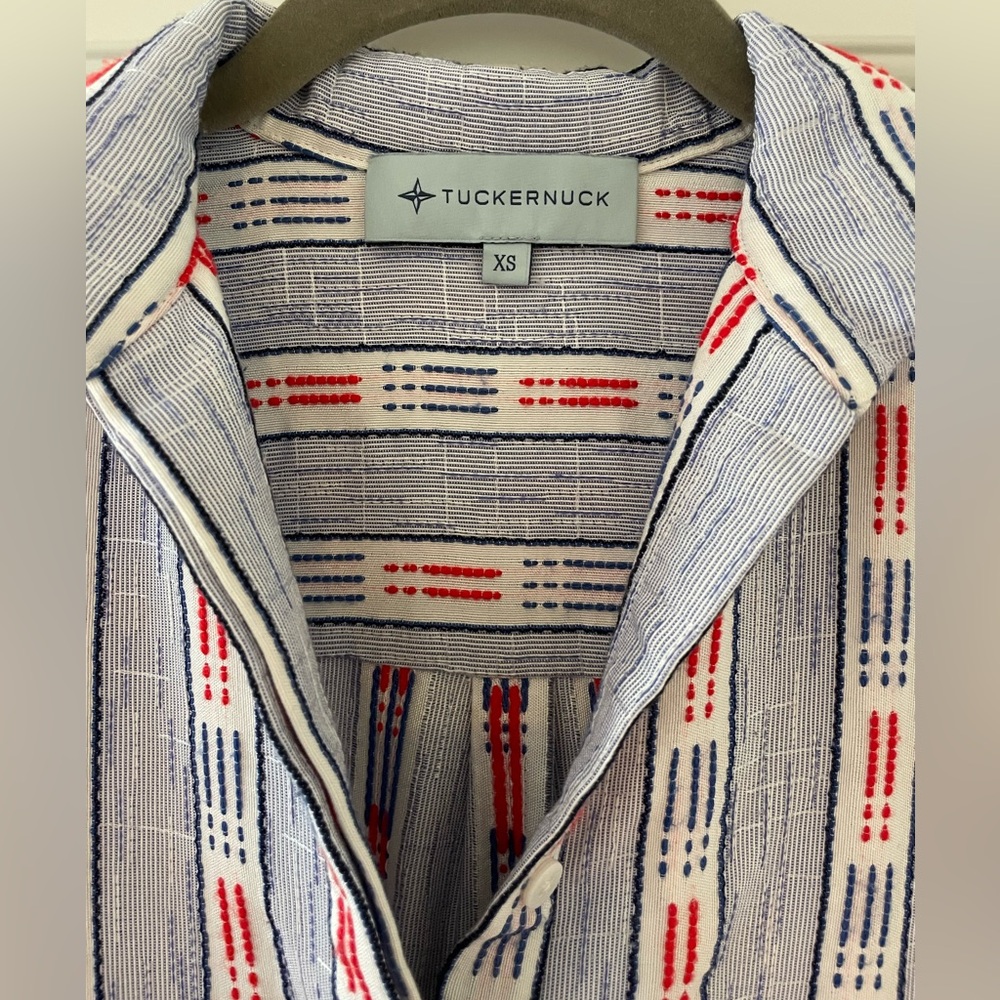 Tuckernuck Button-Up Dress /Tunic in White, Navy & Red
